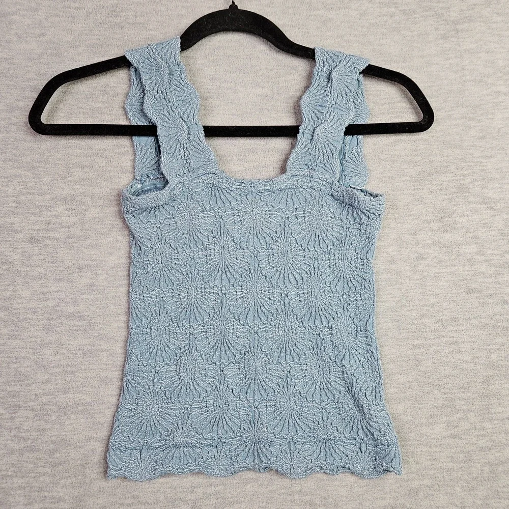 Intimately Free People Women's XS/S Blue Textured Stretch Tank Top Sleeveless